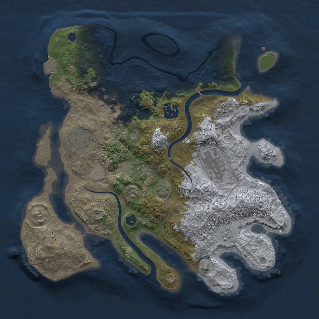 Rust Map: Procedural Map, Size: 3000, Seed: 361174721, 9 Monuments