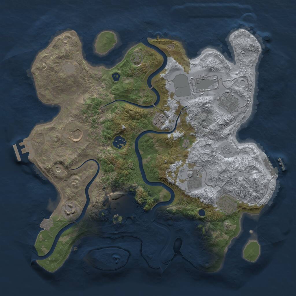 Rust Map: Procedural Map, Size: 3500, Seed: 16370436, 15 Monuments
