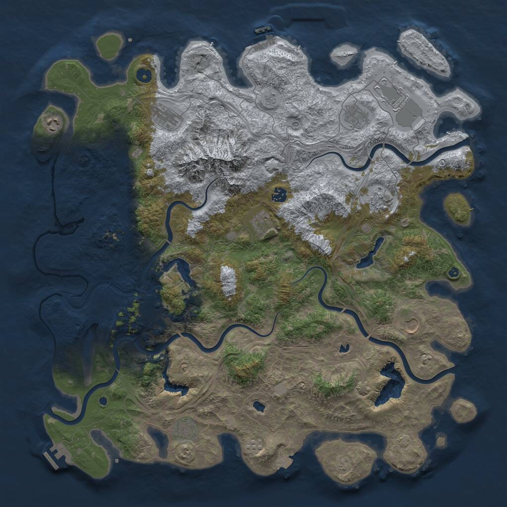 Rust Map: Procedural Map, Size: 5000, Seed: 322663325, 17 Monuments