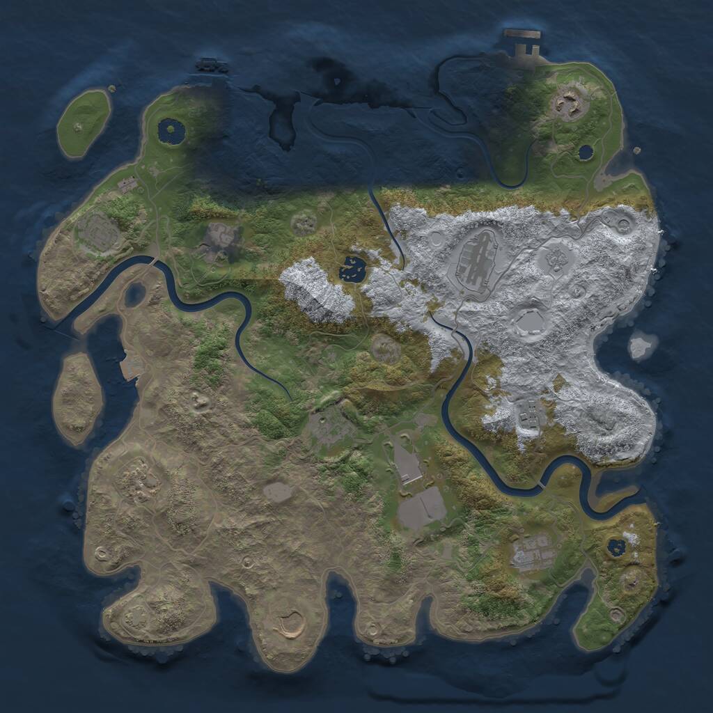 Rust Map: Procedural Map, Size: 3950, Seed: 205735657, 17 Monuments