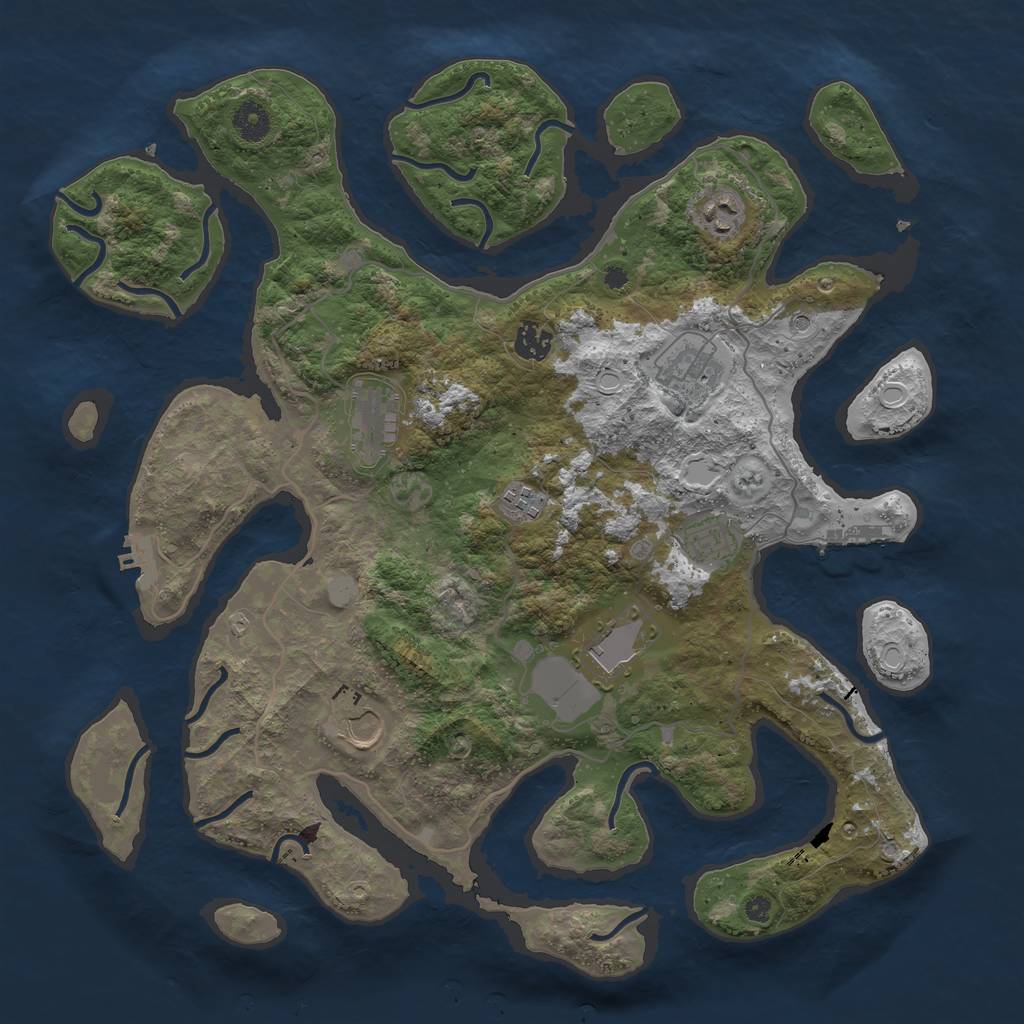 Rust Map: Procedural Map, Size: 4000, Seed: 2237, 16 Monuments