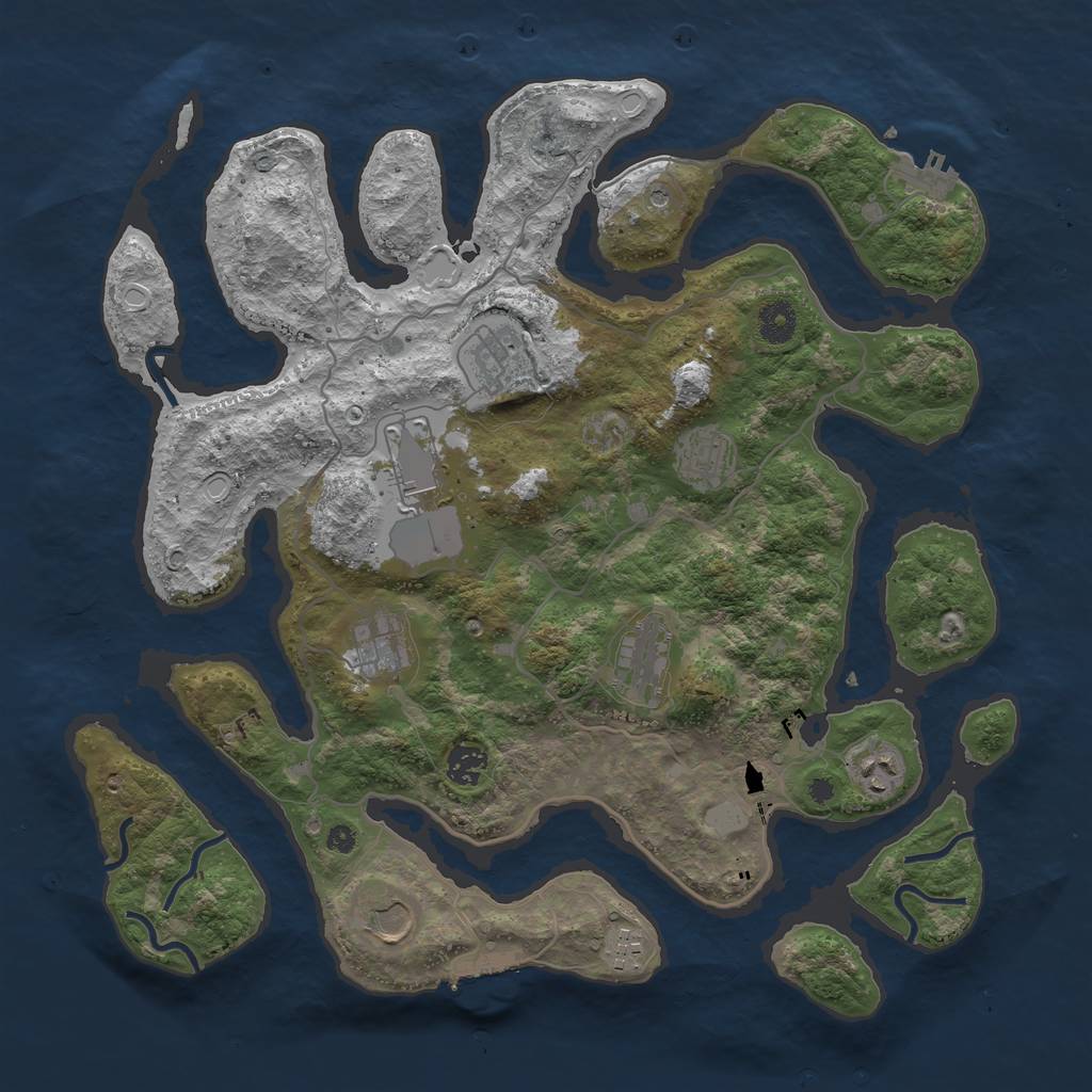 Rust Map: Procedural Map, Size: 4000, Seed: 1453256, 17 Monuments