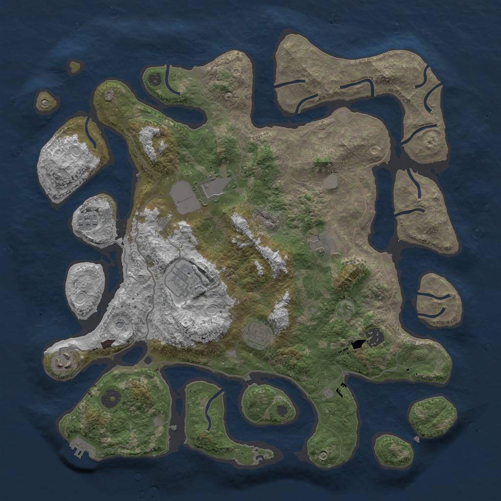 Rust Map: Procedural Map, Size: 4000, Seed: 354278658, 14 Monuments