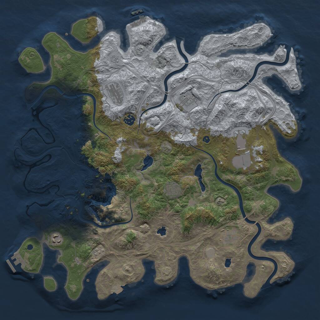 Rust Map: Procedural Map, Size: 4500, Seed: 1383704751, 14 Monuments