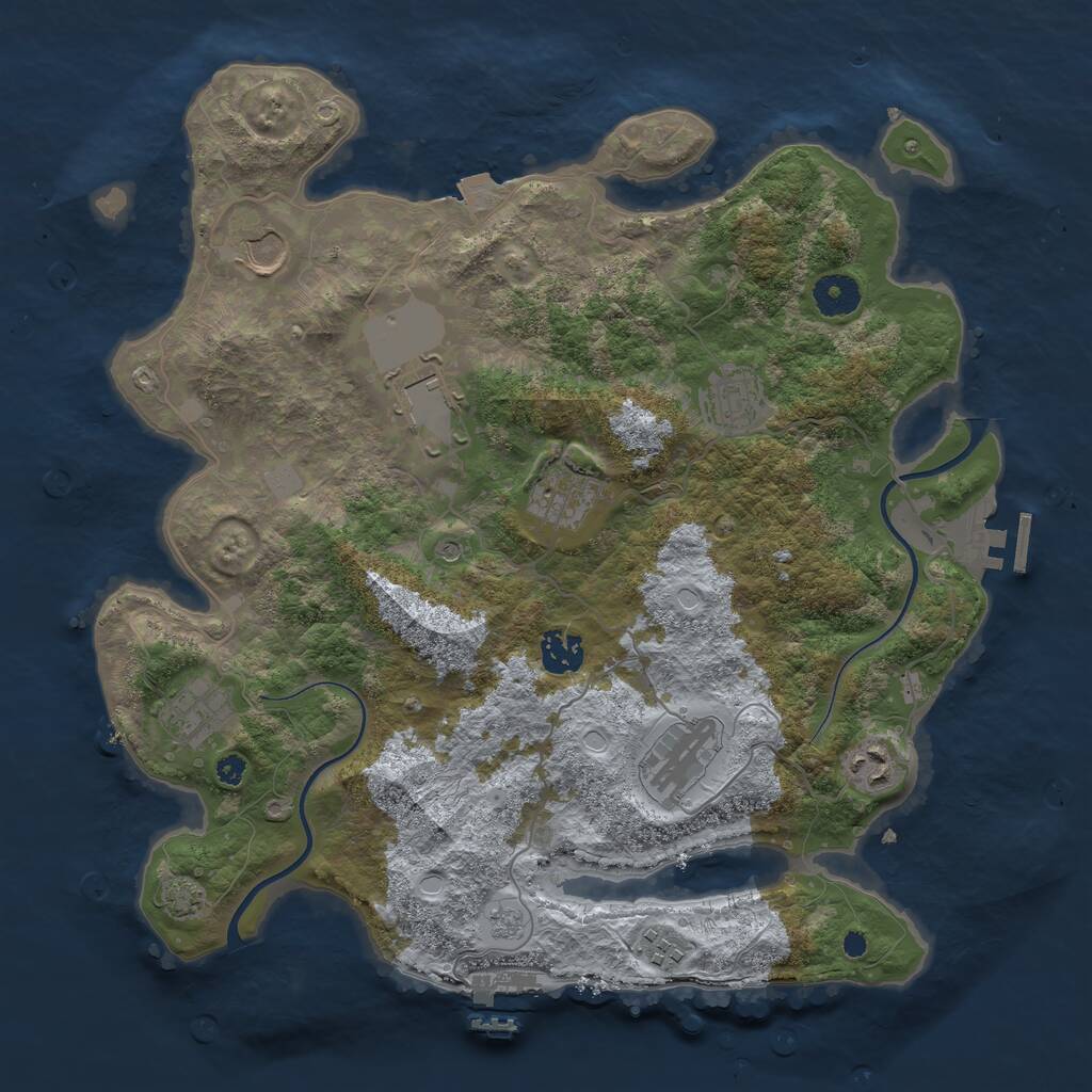 Rust Map: Procedural Map, Size: 3700, Seed: 863067674, 15 Monuments