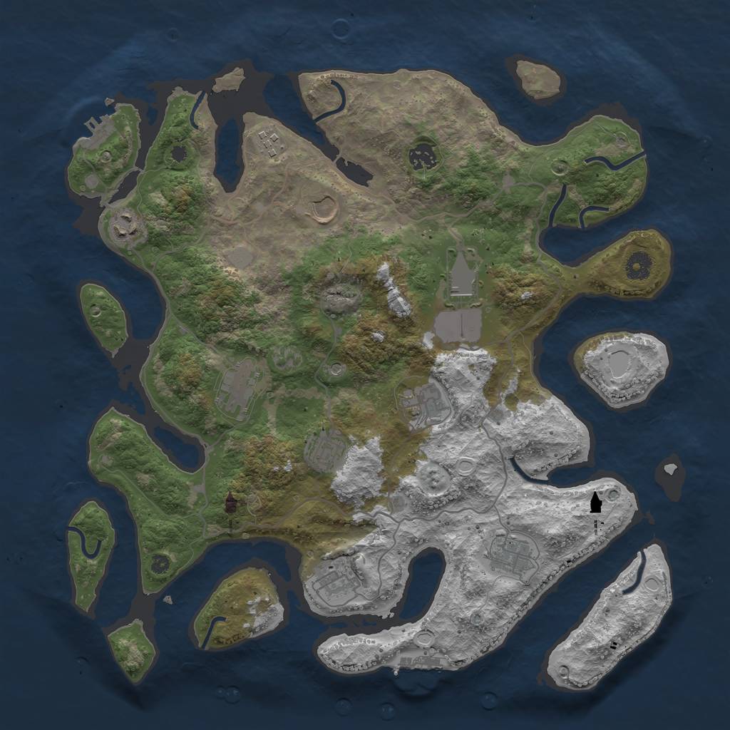 Rust Map: Procedural Map, Size: 4000, Seed: 414605629, 18 Monuments