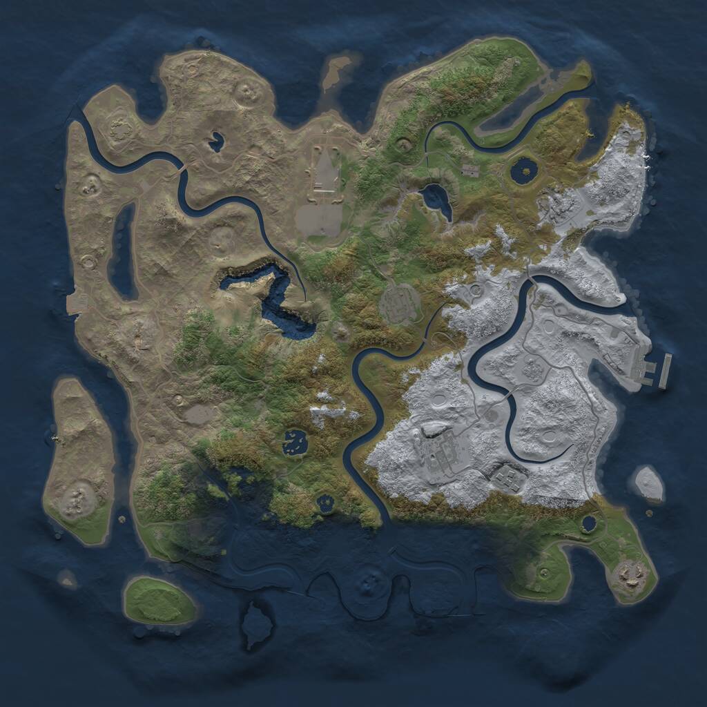 Rust Map: Procedural Map, Size: 4050, Seed: 1703199165, 12 Monuments