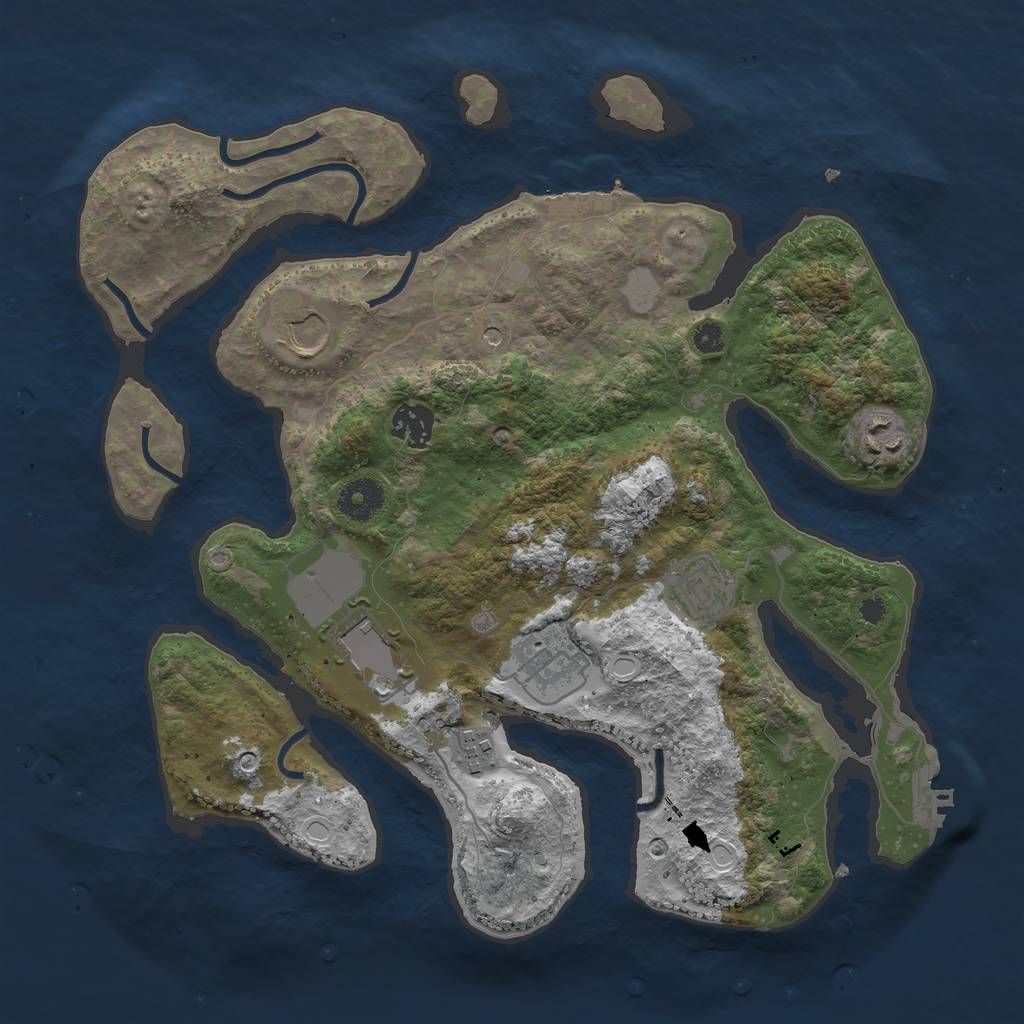 Rust Map: Procedural Map, Size: 3500, Seed: 388184991, 15 Monuments