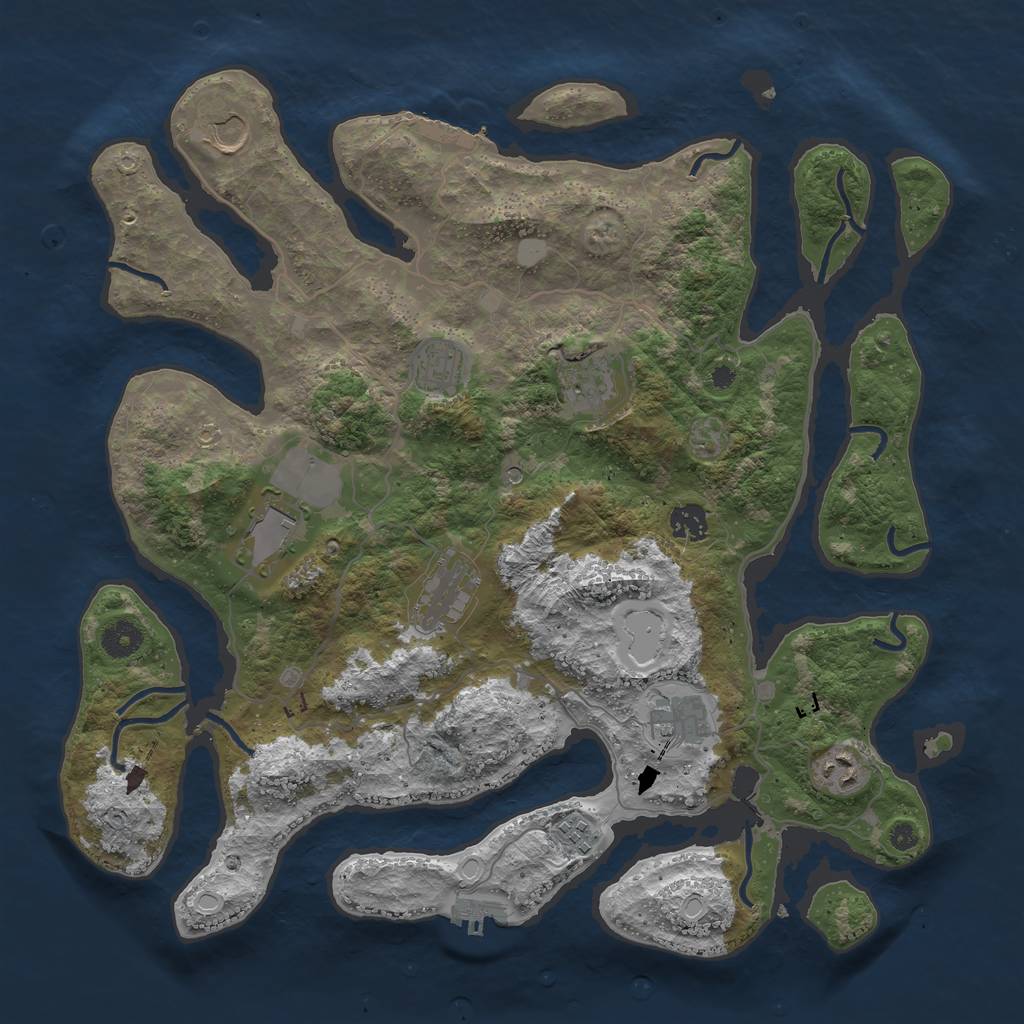 Rust Map: Procedural Map, Size: 4000, Seed: 2135513569, 17 Monuments