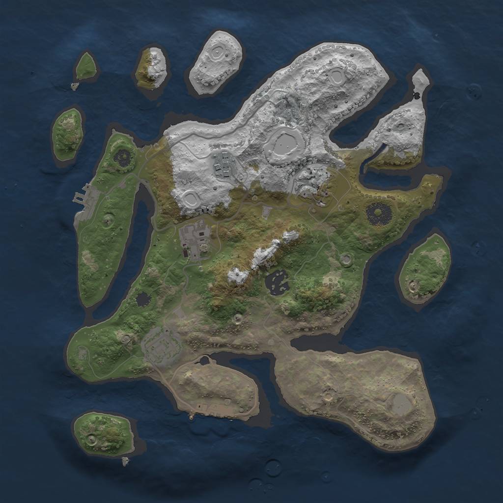 Rust Map: Procedural Map, Size: 3000, Seed: 1480435986, 12 Monuments