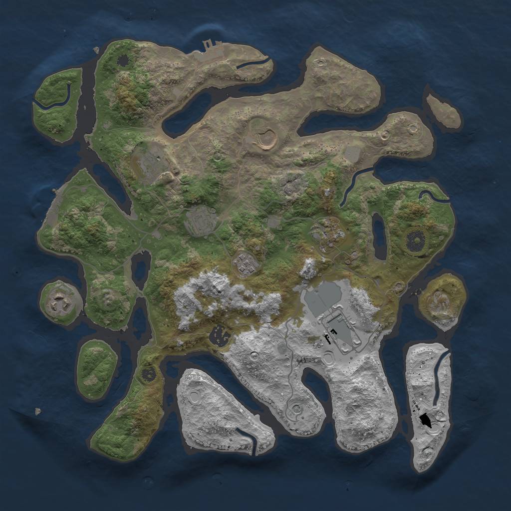 Rust Map: Procedural Map, Size: 3700, Seed: 405814371, 16 Monuments