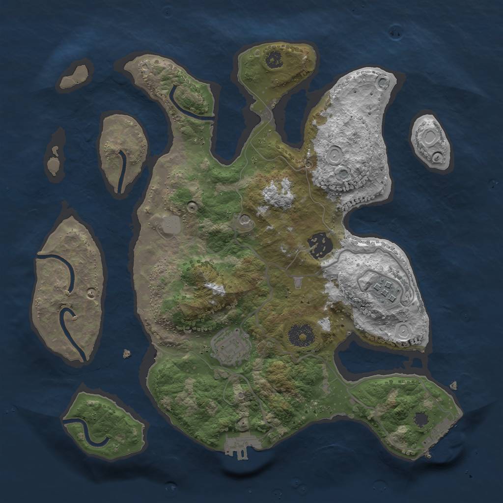 Rust Map: Procedural Map, Size: 3000, Seed: 108618905, 11 Monuments