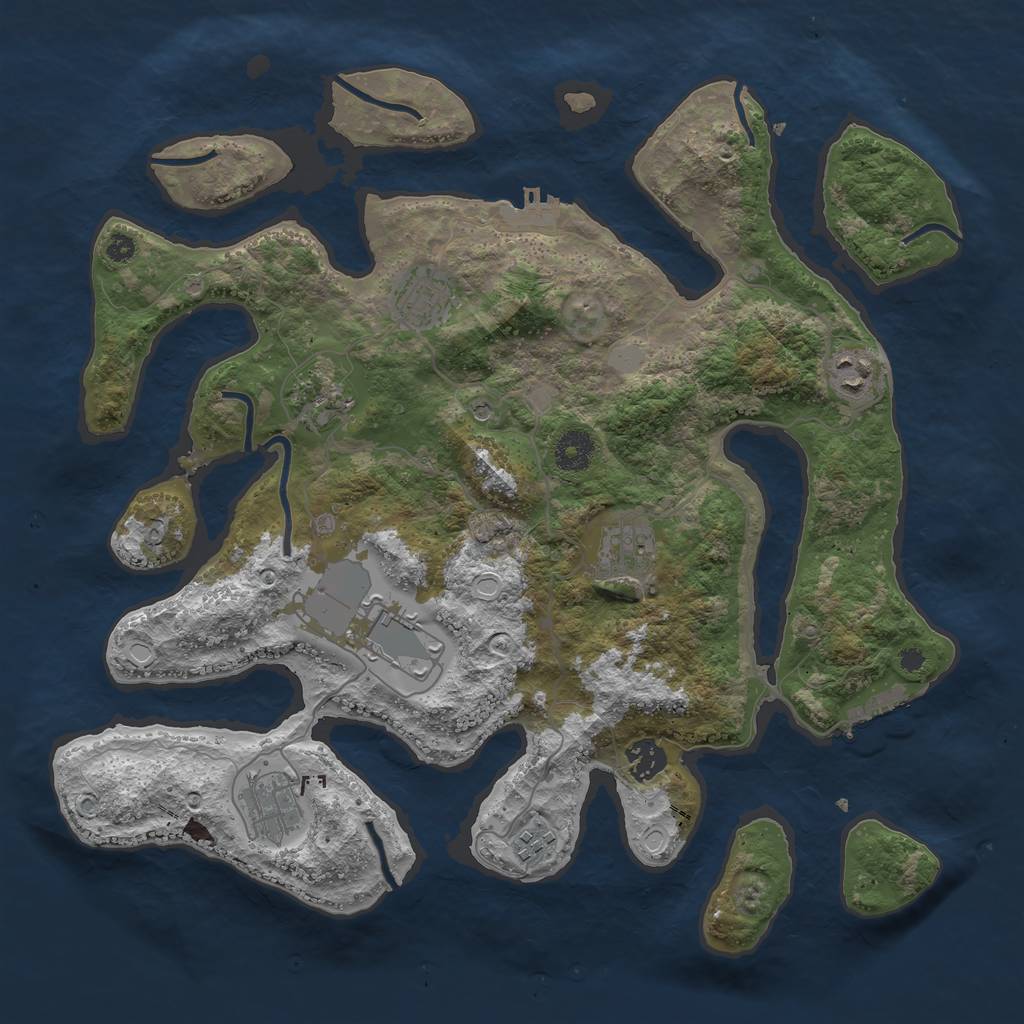 Rust Map: Procedural Map, Size: 3750, Seed: 2940, 16 Monuments