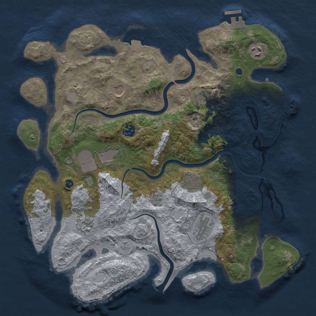 Rust Map: Procedural Map, Size: 3800, Seed: 44254, 15 Monuments