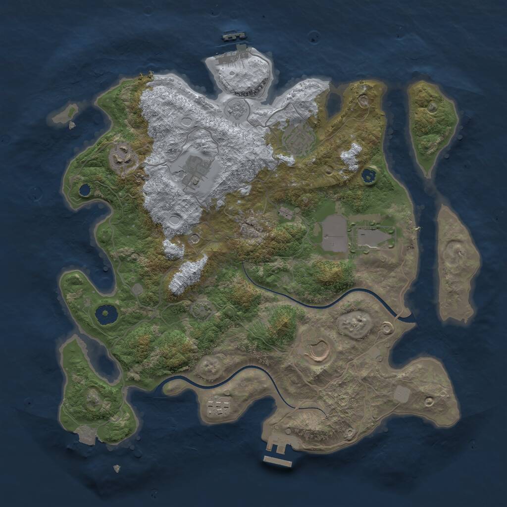Rust Map: Procedural Map, Size: 3600, Seed: 948829778, 12 Monuments