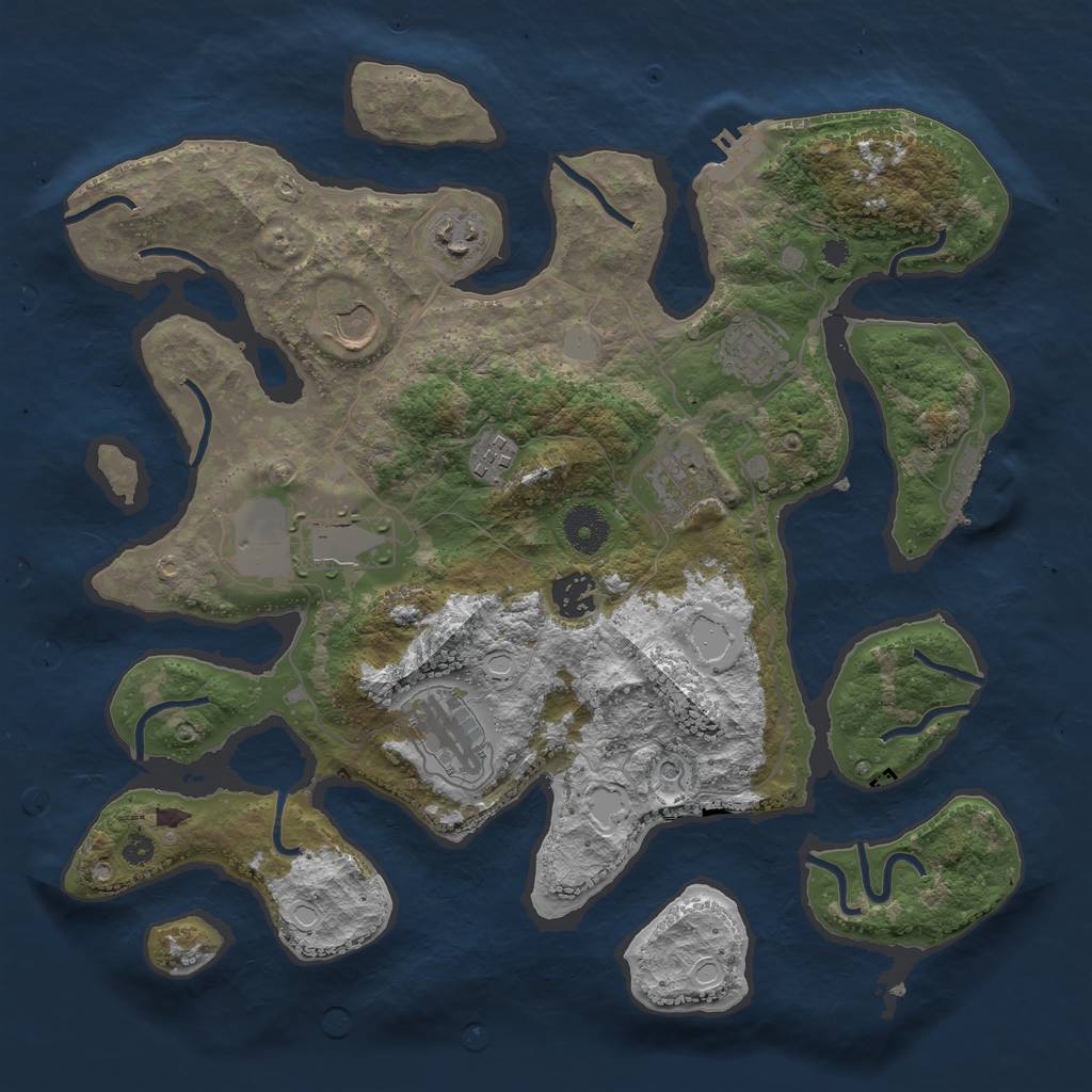 Rust Map: Procedural Map, Size: 3600, Seed: 20212, 16 Monuments