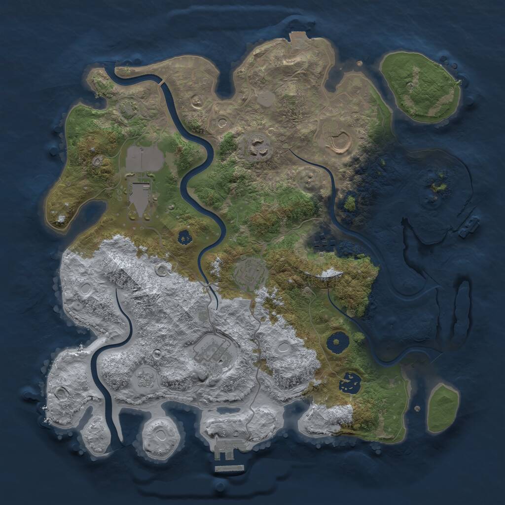 Rust Map: Procedural Map, Size: 3500, Seed: 2107102250, 13 Monuments