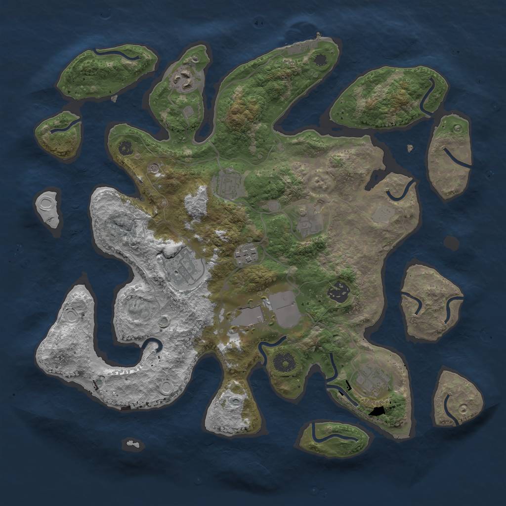Rust Map: Procedural Map, Size: 3600, Seed: 1553917581, 15 Monuments