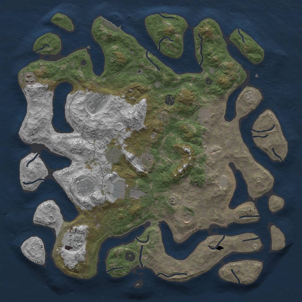 Rust Map: Procedural Map, Size: 4500, Seed: 413562, 18 Monuments