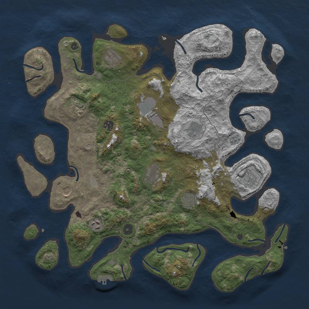 Rust Map: Procedural Map, Size: 4500, Seed: 613094281, 18 Monuments