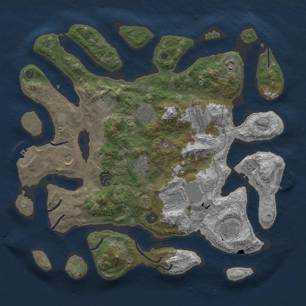 Rust Map: Procedural Map, Size: 4000, Seed: 8638934, 18 Monuments