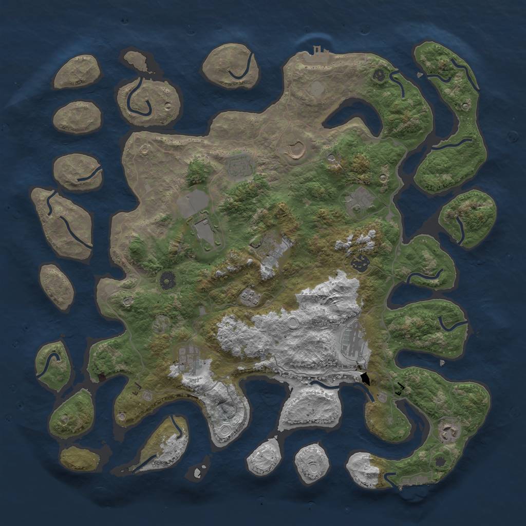 Rust Map: Procedural Map, Size: 4500, Seed: 876780955, 18 Monuments
