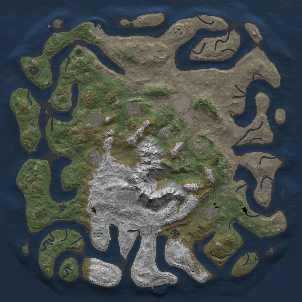 Rust Map: Procedural Map, Size: 5000, Seed: 453644740, 19 Monuments