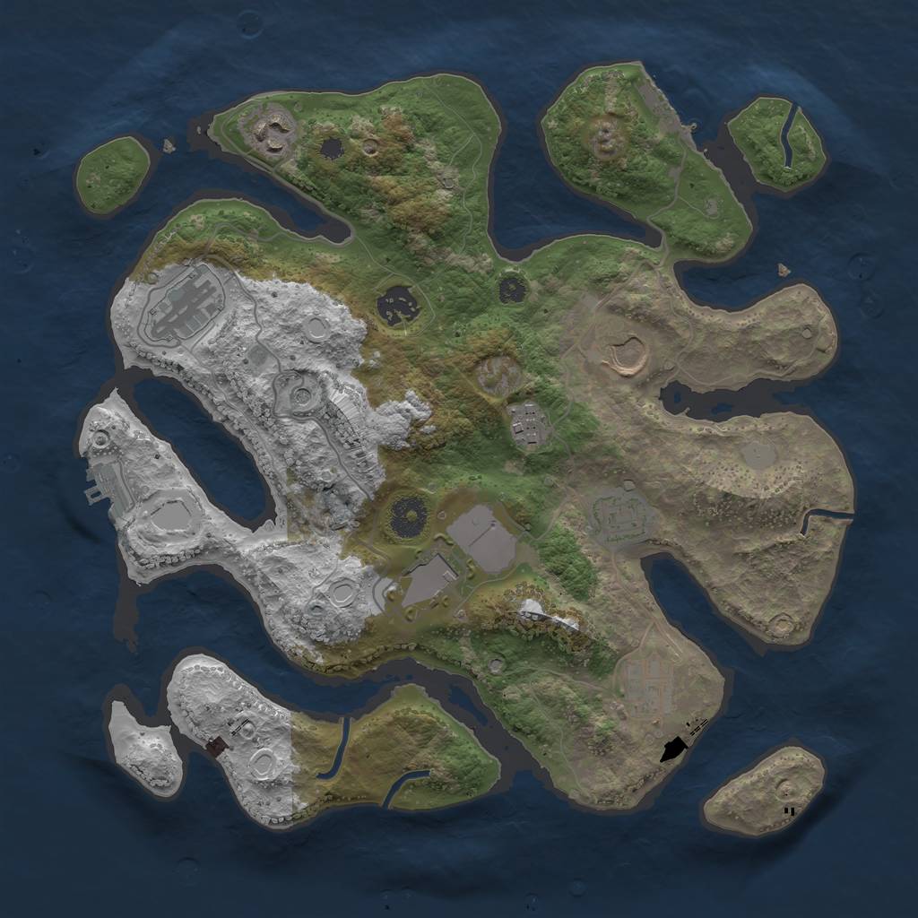 Rust Map: Procedural Map, Size: 3500, Seed: 7970173, 16 Monuments
