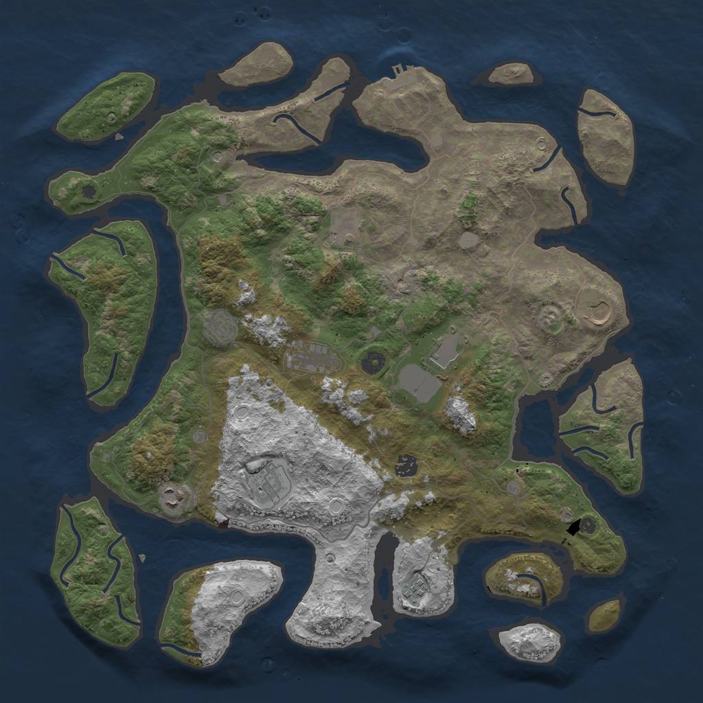 Rust Map: Procedural Map, Size: 4500, Seed: 1466251606, 16 Monuments
