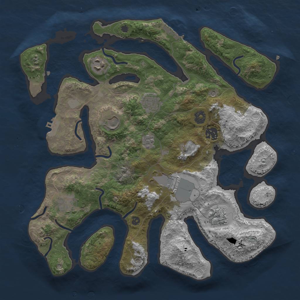 Rust Map: Procedural Map, Size: 3500, Seed: 7955, 16 Monuments