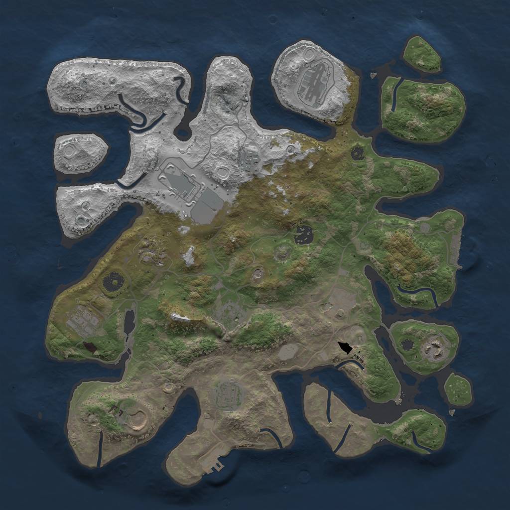 Rust Map: Procedural Map, Size: 3850, Seed: 1398340773, 19 Monuments