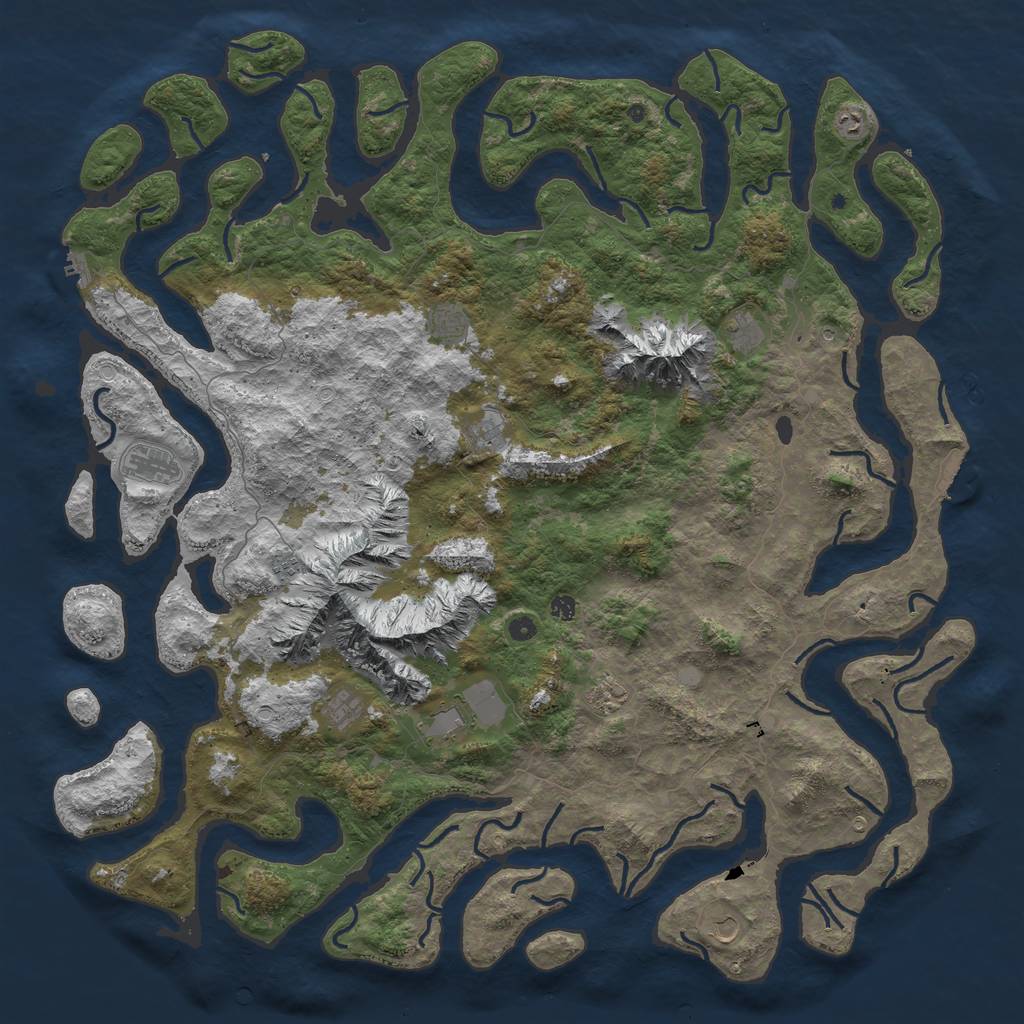 Rust Map: Procedural Map, Size: 6000, Seed: 76913395, 19 Monuments