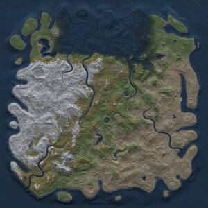 Thumbnail Rust Map: Procedural Map, Size: 6000, Seed: 100816564, 17 Monuments