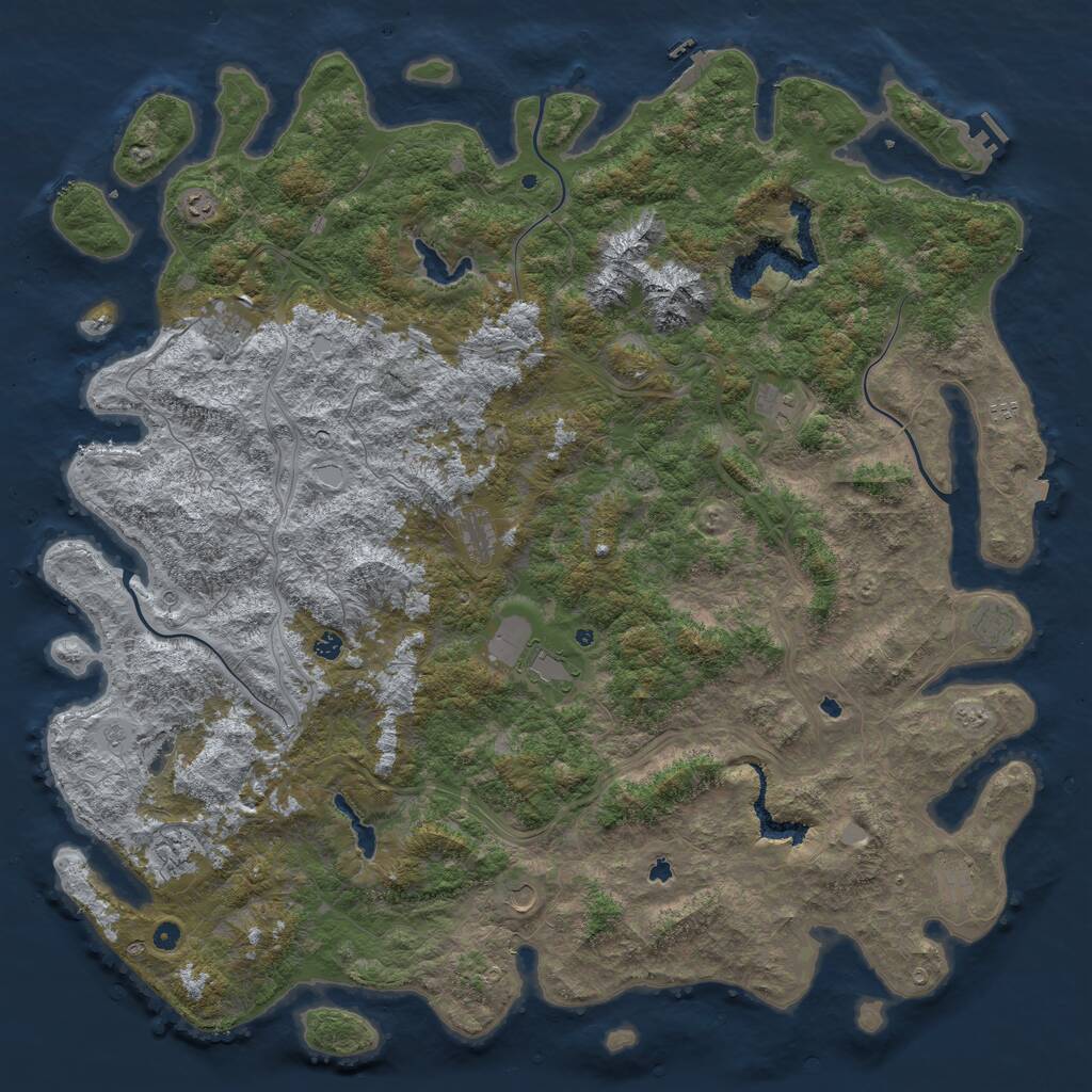 Rust Map: Procedural Map, Size: 6000, Seed: 100816564, 17 Monuments