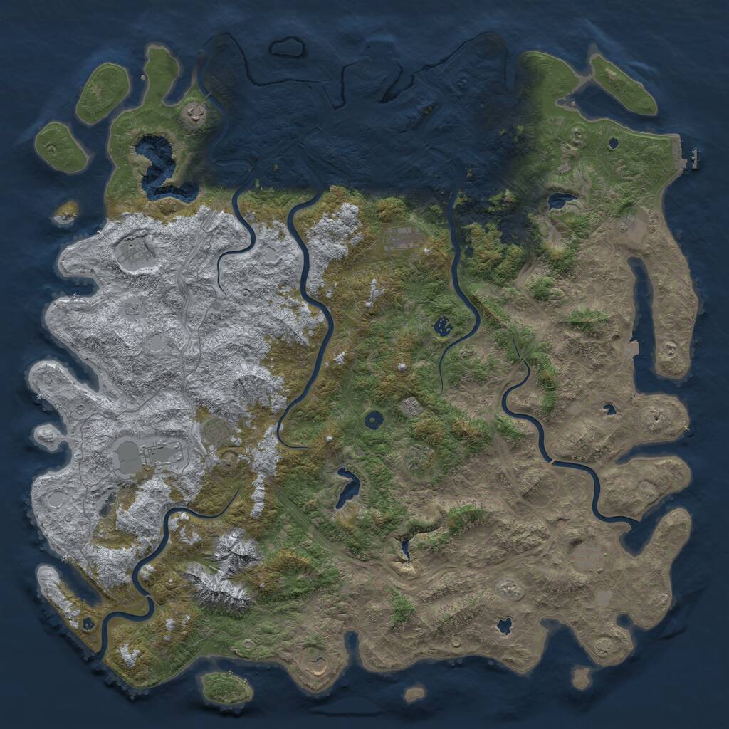 Rust Map: Procedural Map, Size: 6000, Seed: 100816564, 17 Monuments