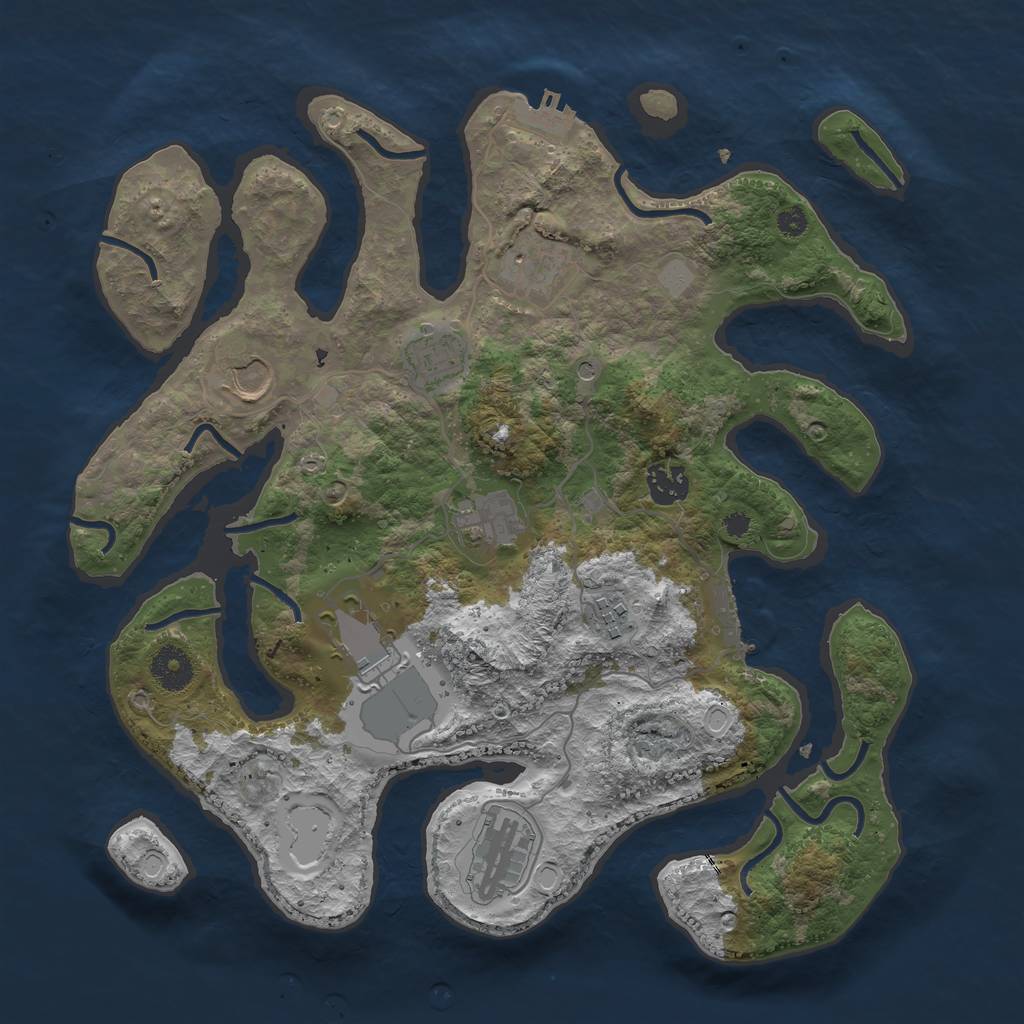 Rust Map: Procedural Map, Size: 3600, Seed: 581300003, 16 Monuments