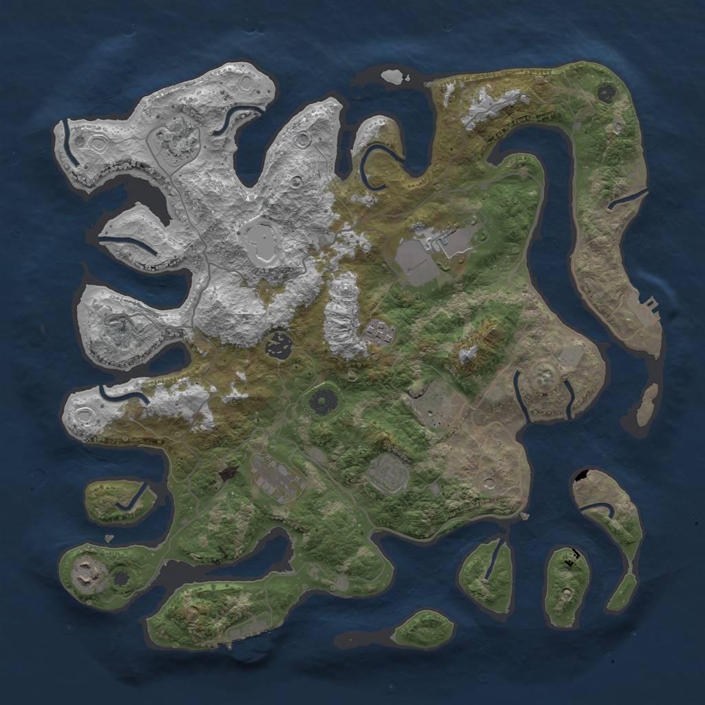 Rust Map: Procedural Map, Size: 4000, Seed: 53218, 16 Monuments