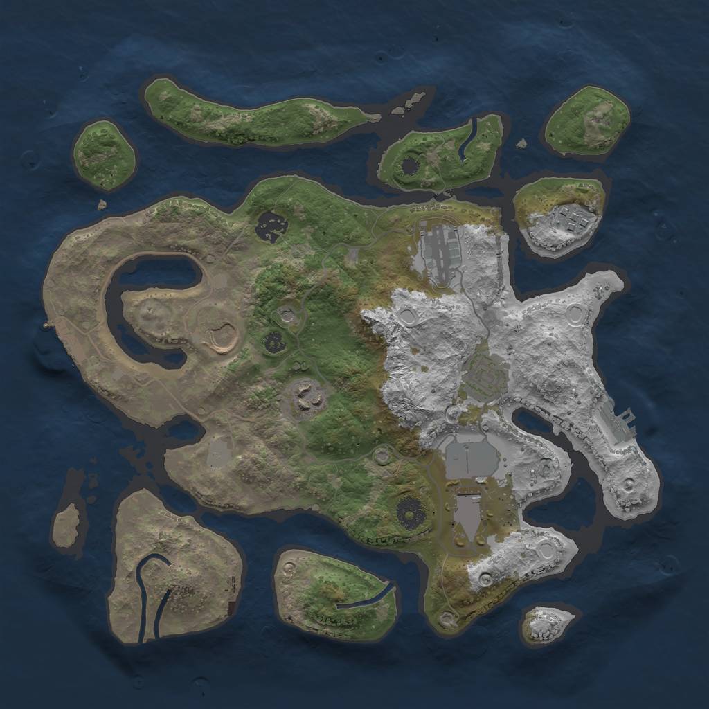 Rust Map: Procedural Map, Size: 3500, Seed: 15419614, 15 Monuments