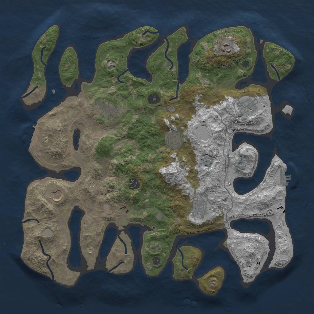 Rust Map: Procedural Map, Size: 4000, Seed: 35432, 16 Monuments