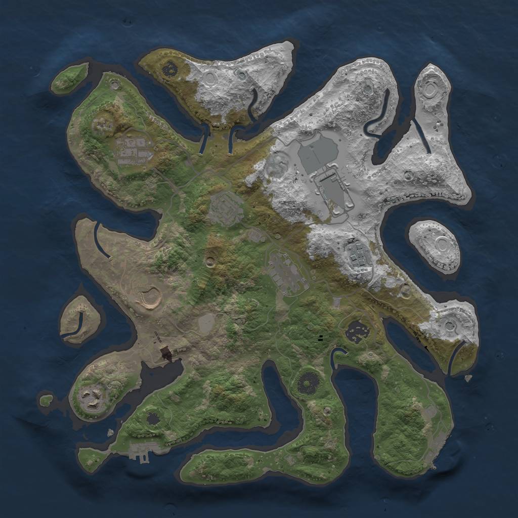 Rust Map: Procedural Map, Size: 3500, Seed: 4838, 16 Monuments