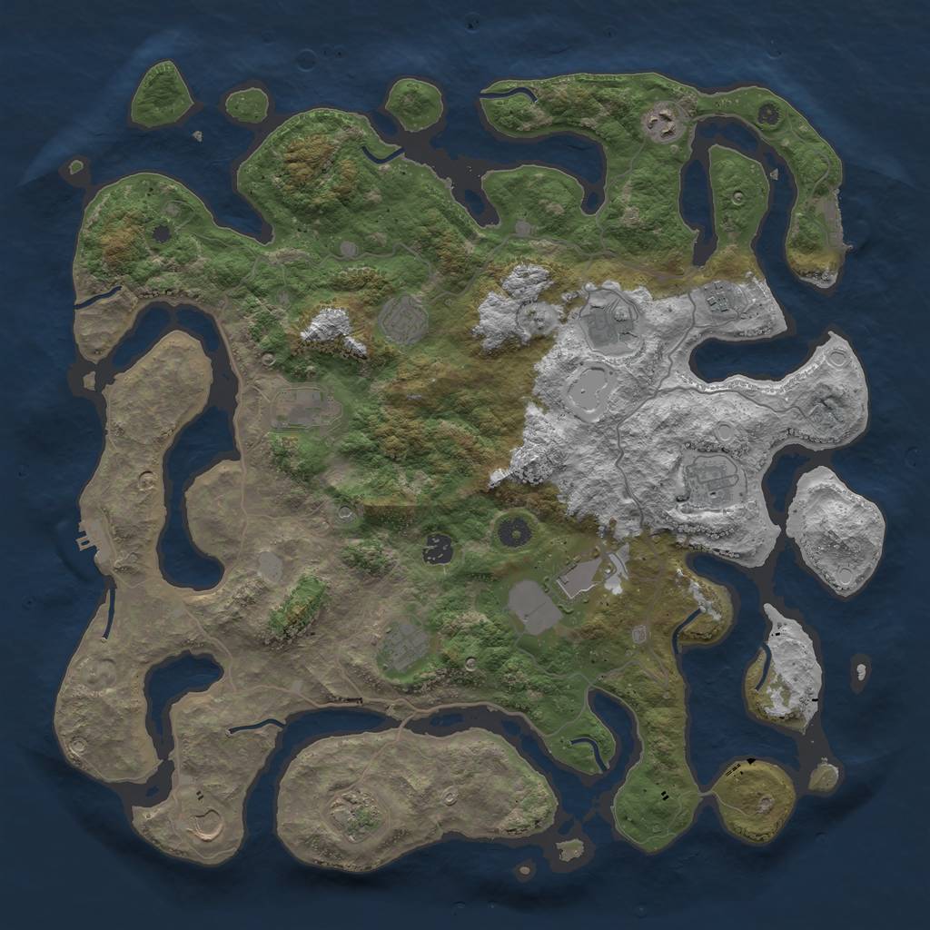 Rust Map: Procedural Map, Size: 4500, Seed: 1269279599, 19 Monuments