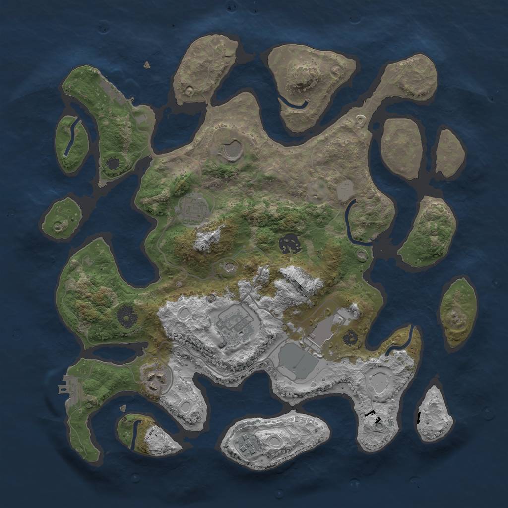 Rust Map: Procedural Map, Size: 3550, Seed: 912256424, 15 Monuments