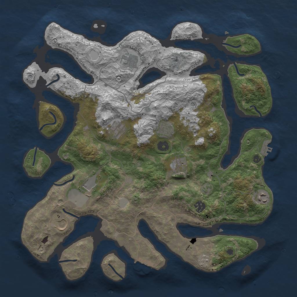 Rust Map: Procedural Map, Size: 4000, Seed: 910562867, 17 Monuments