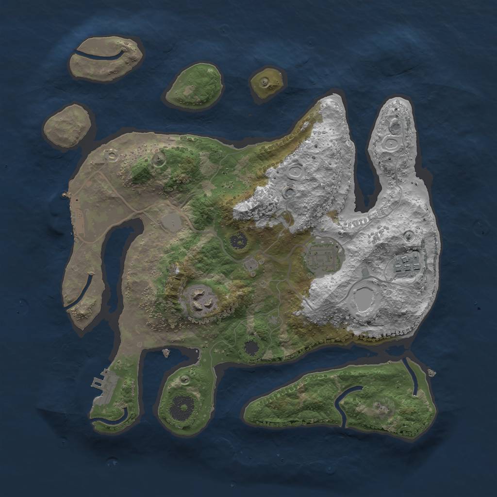 Rust Map: Procedural Map, Size: 3000, Seed: 1088547421, 10 Monuments
