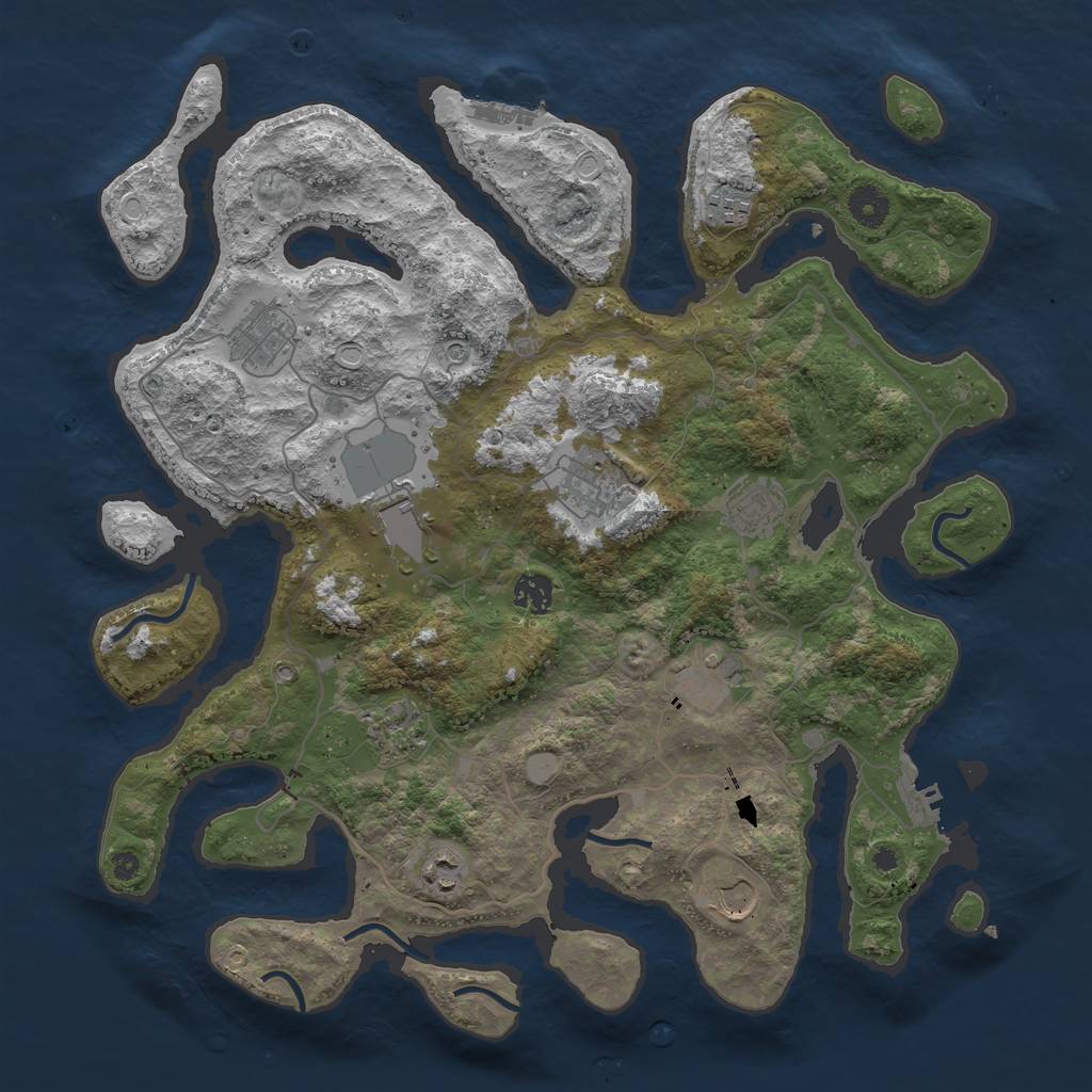 Rust Map: Procedural Map, Size: 4000, Seed: 9997775, 18 Monuments