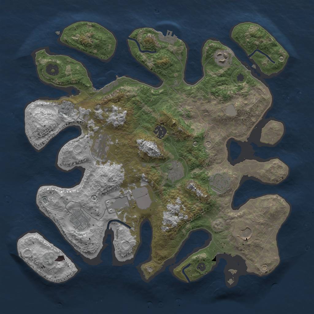 Rust Map: Procedural Map, Size: 3700, Seed: 1918063582, 17 Monuments