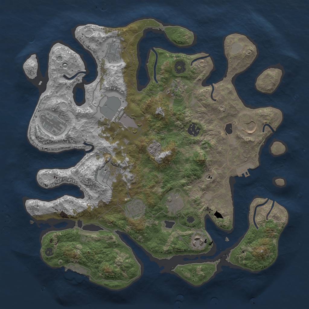 Rust Map: Procedural Map, Size: 3700, Seed: 251270917, 19 Monuments