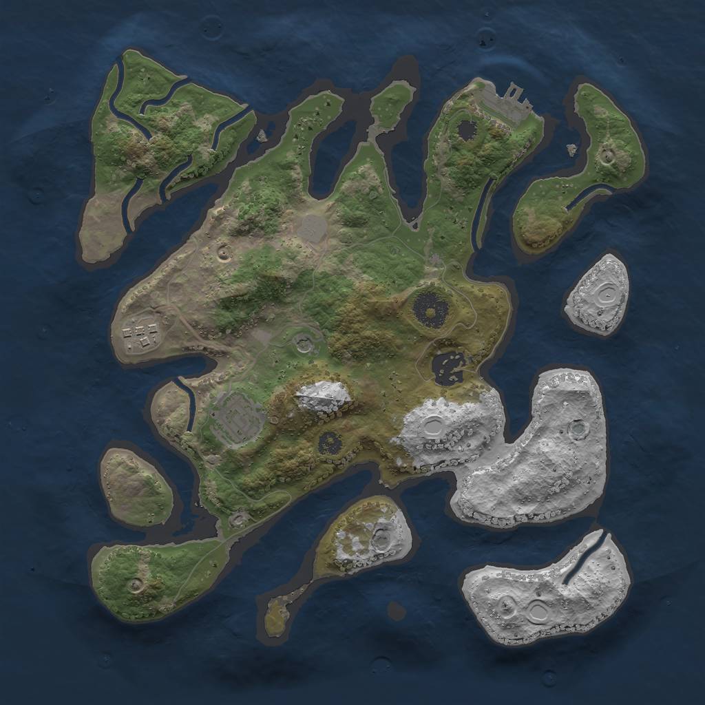 Rust Map: Procedural Map, Size: 3000, Seed: 766500493, 10 Monuments