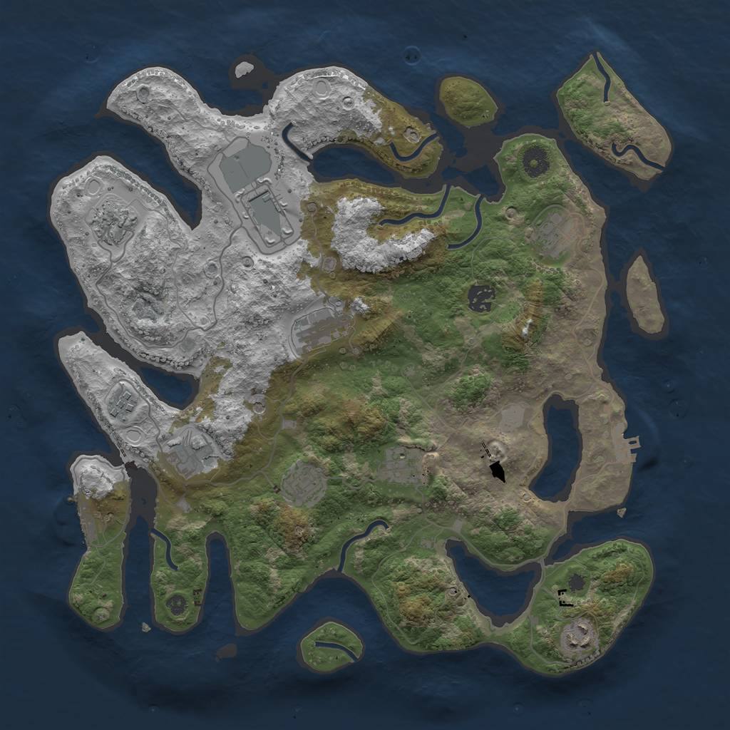 Rust Map: Procedural Map, Size: 3850, Seed: 990400866, 18 Monuments