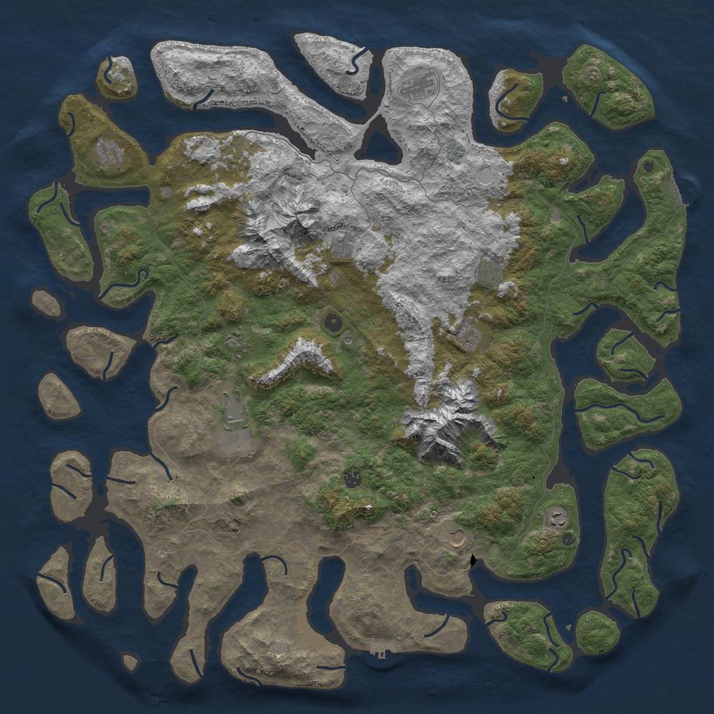 Rust Map: Procedural Map, Size: 6000, Seed: 6875309, 19 Monuments